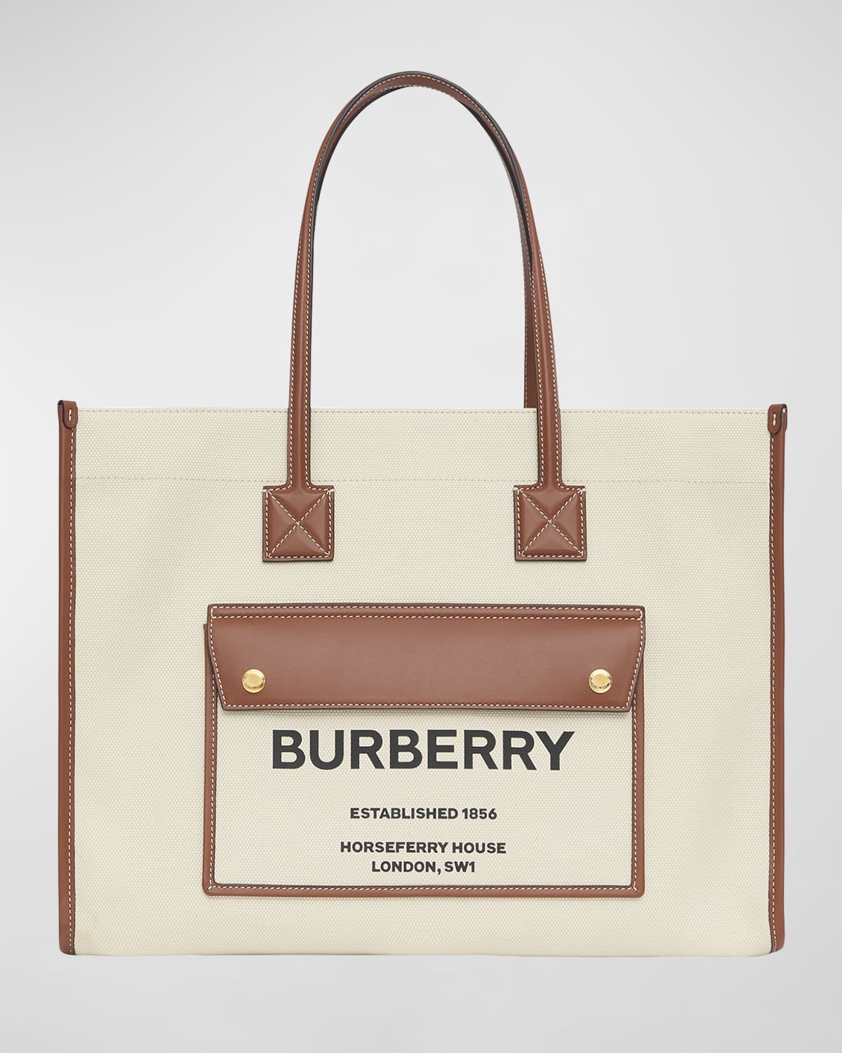 Burberry Canvas Logo Top Handle Tote Bag Neiman Marcus