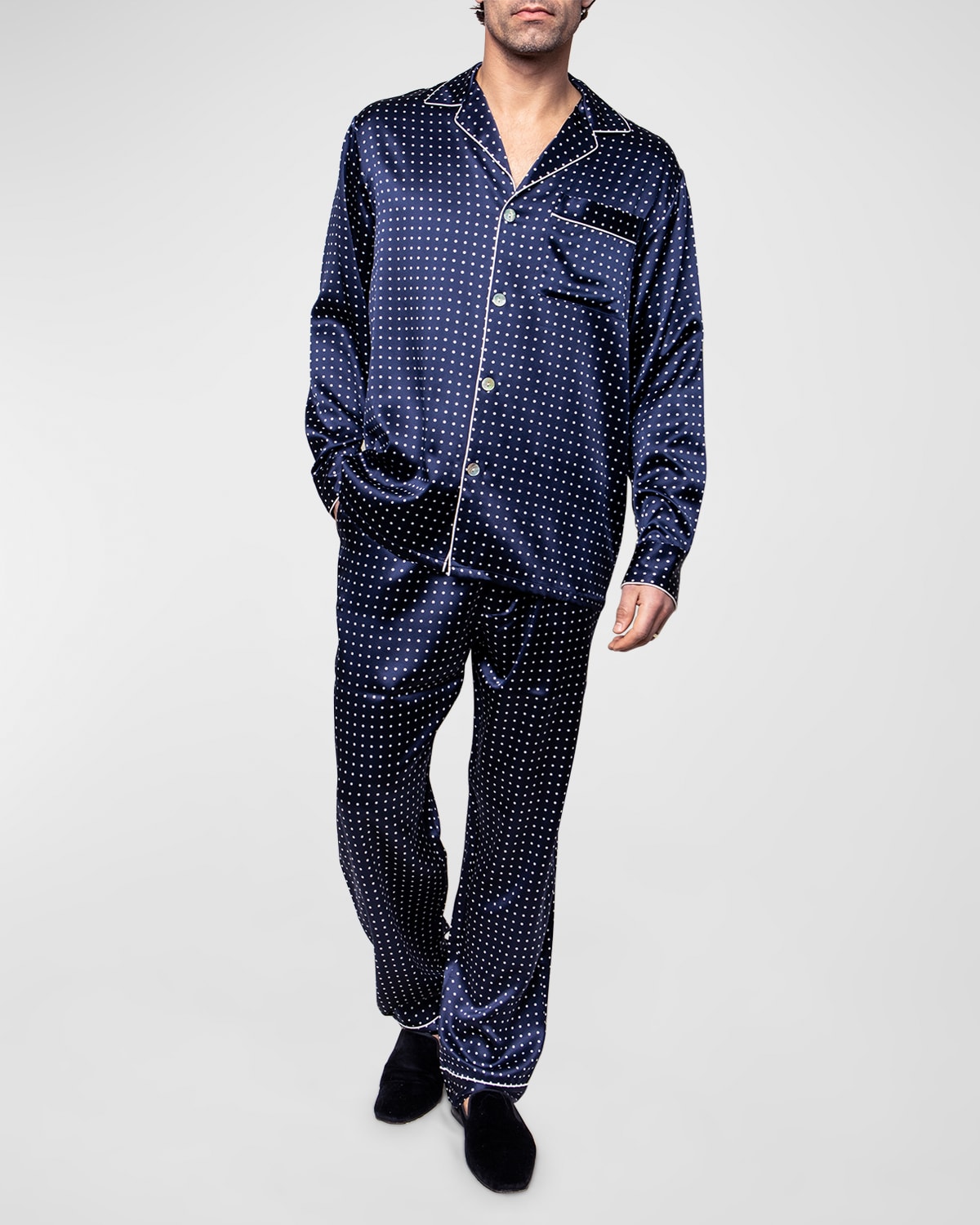 Majestic International Men's Silk Dot Pajama Set Neiman Marcus