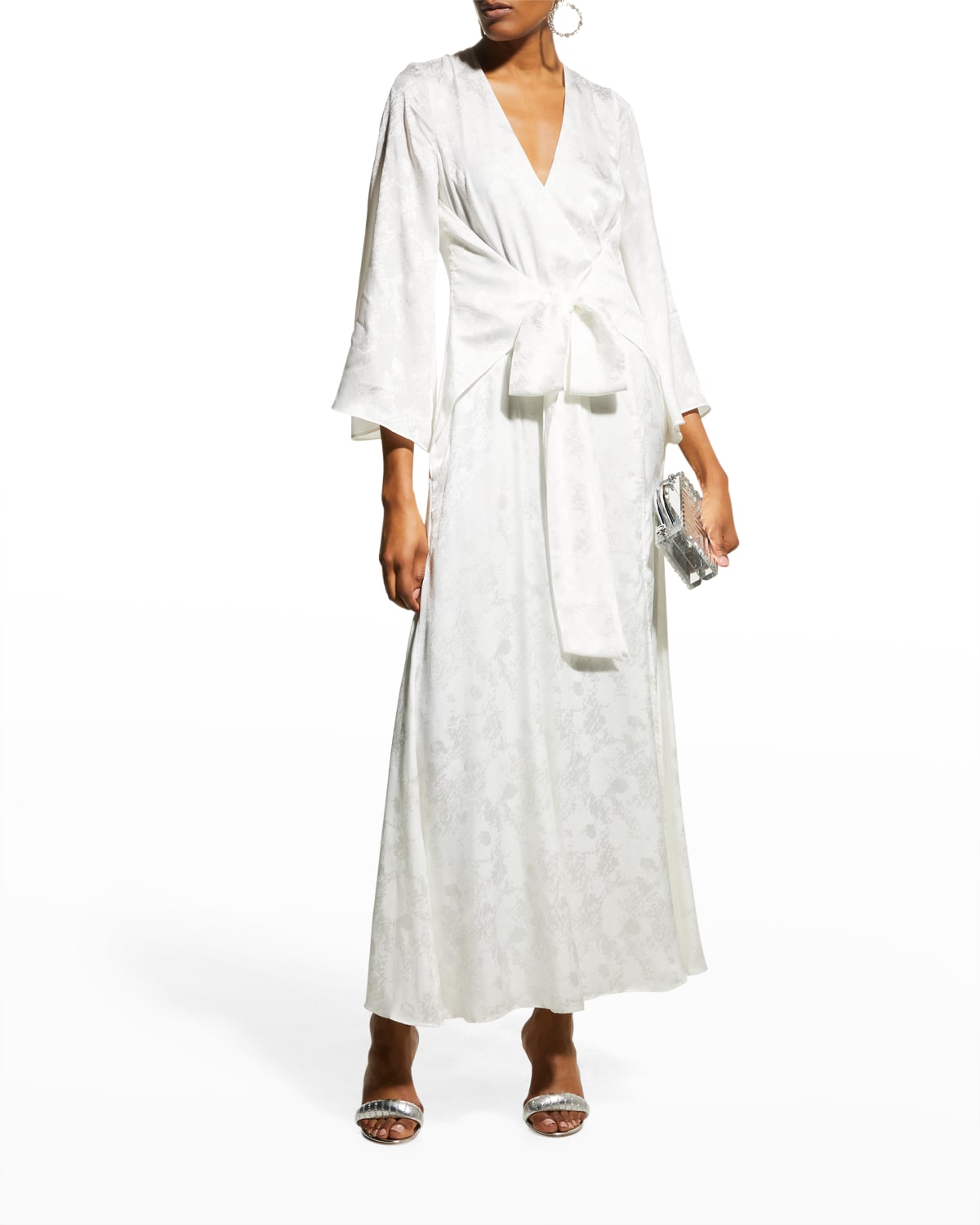 Flora Bella Las Canadas Floral Eyelet Belted Wrap Maxi Dress Neiman