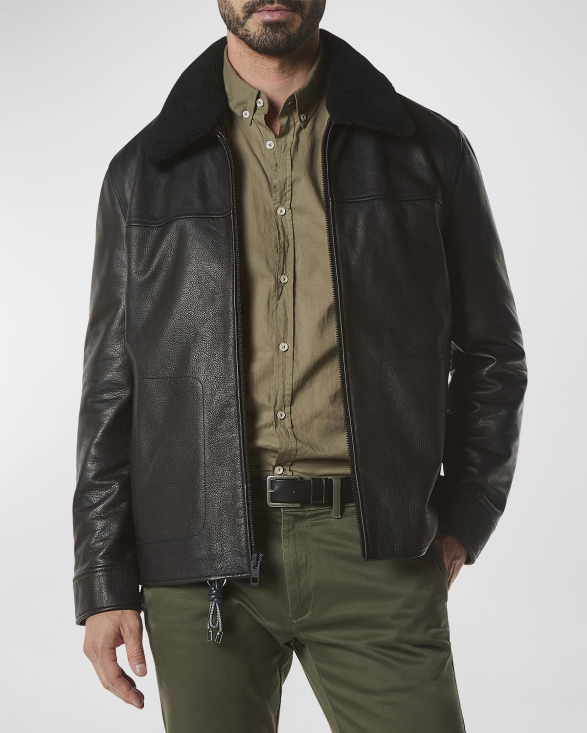 Andrew Marc Men's Farnworth Leather Moto Jacket | Neiman Marcus