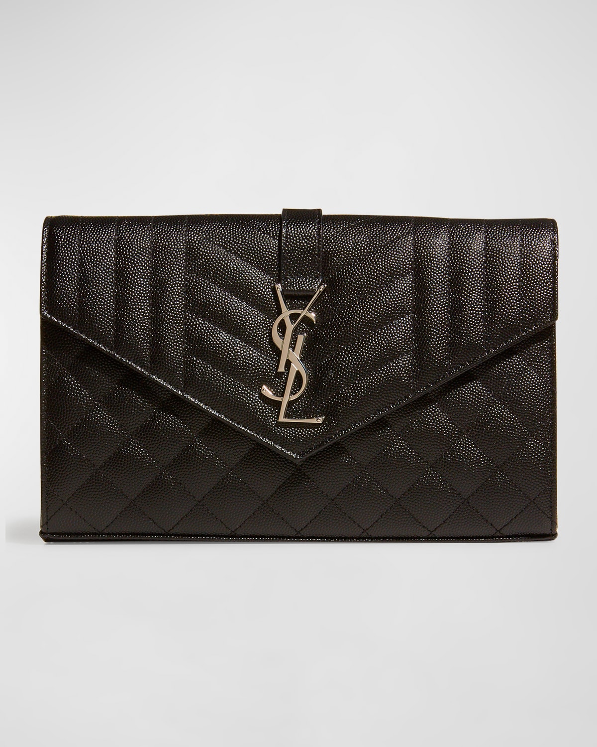 Saint Laurent Monogram YSL Large Grain de Poudre Leather Wallet on