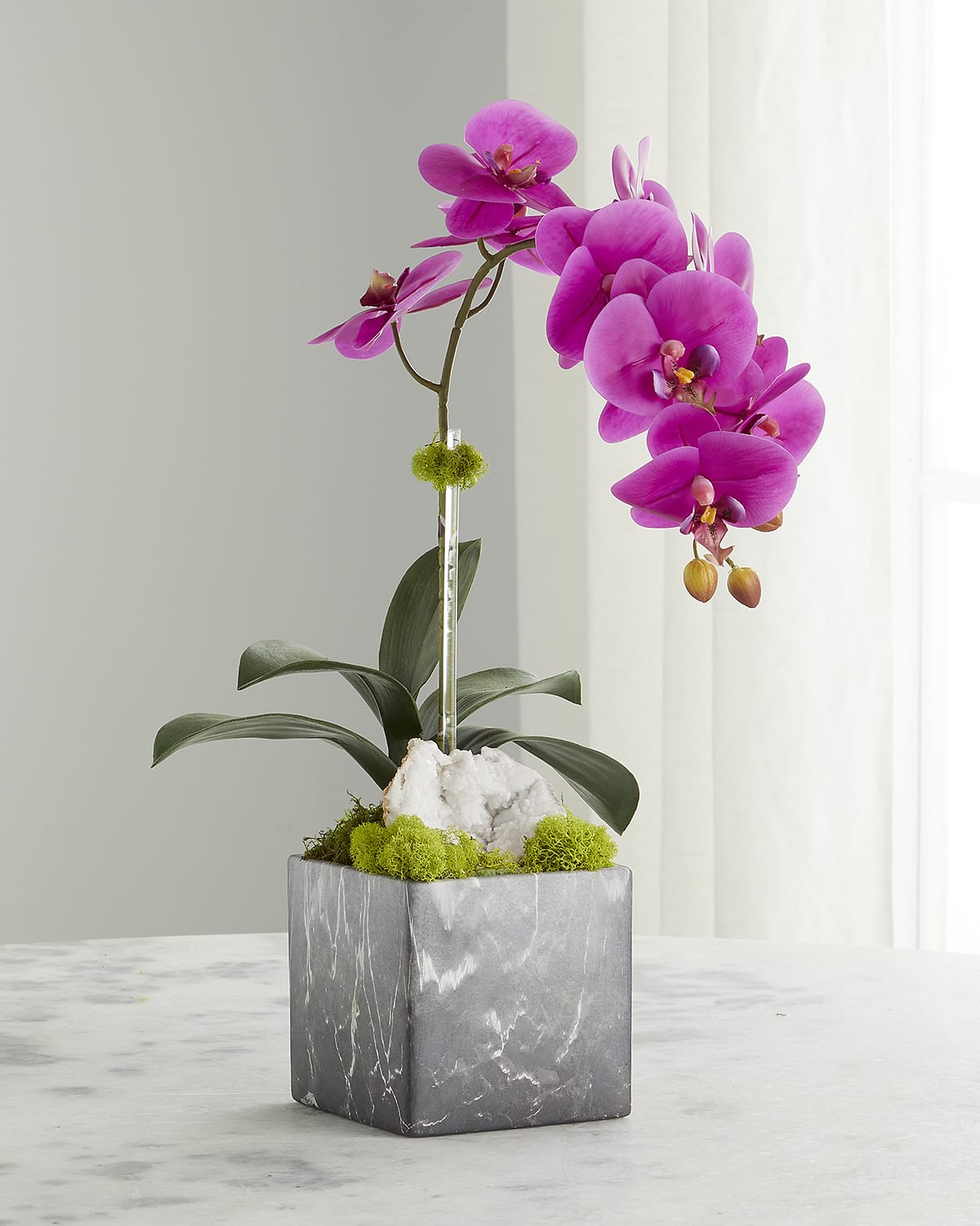 T&C Floral Company Black Gray Orchid Quartz Faux Floral Arrangement