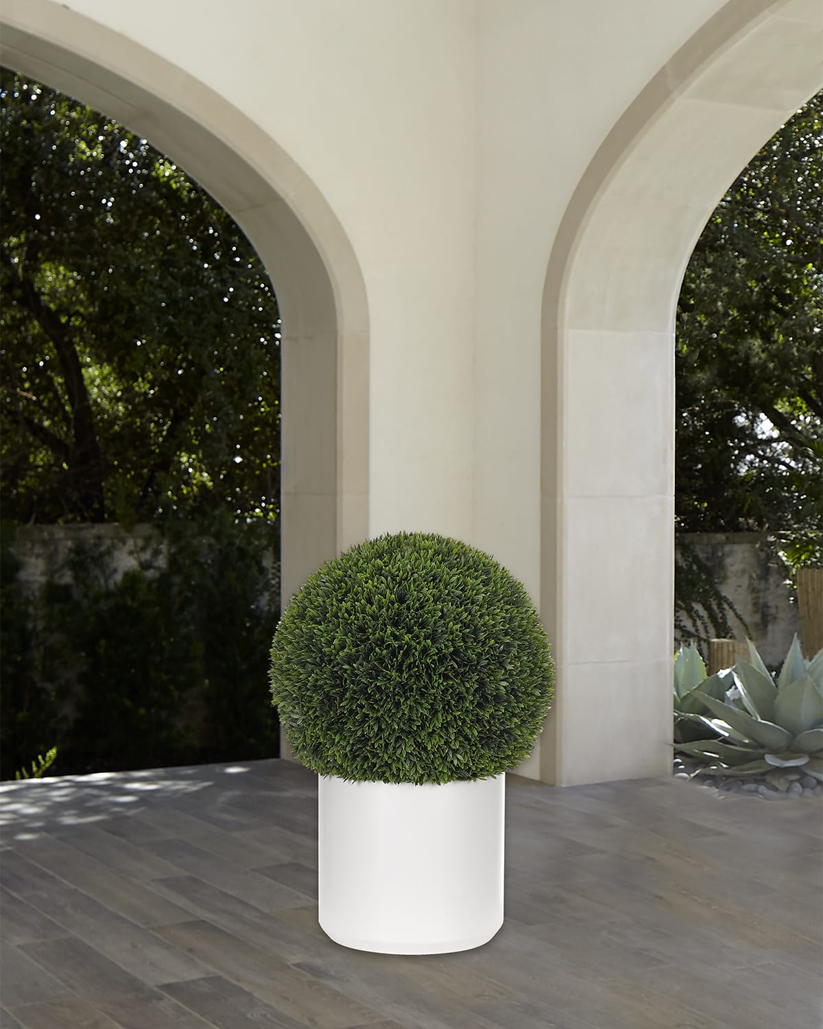 NDI Faux Boxwood Plant in Tapered Rectangular Planter, 49"T Neiman Marcus