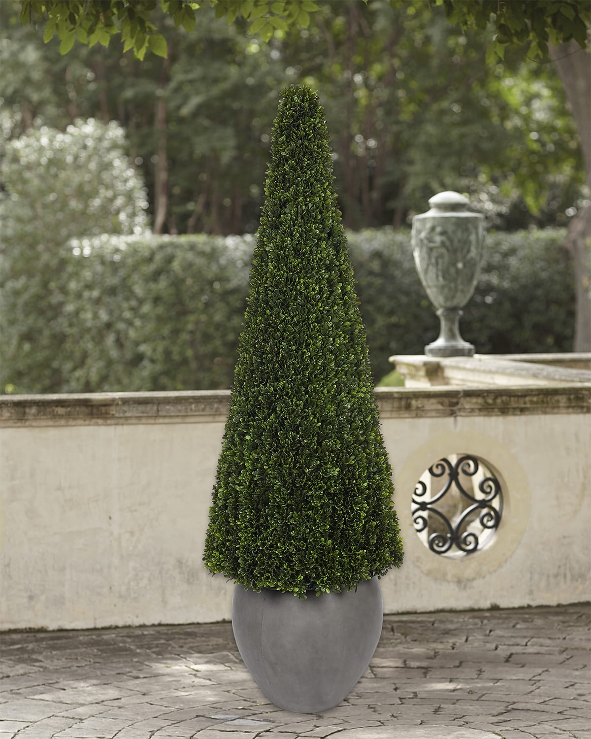 NDI Faux Boxwood Ball Topiary Plant in Concrete Planter, 40"T Neiman