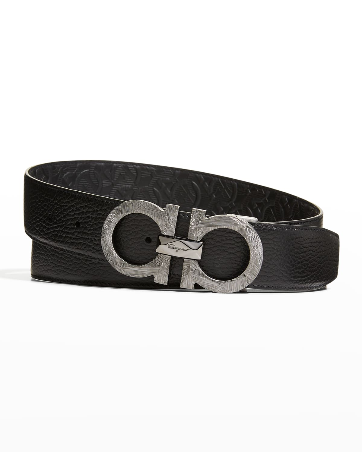 Ferragamo Men's Double Adjustable Leather Gancini Belt Neiman Marcus