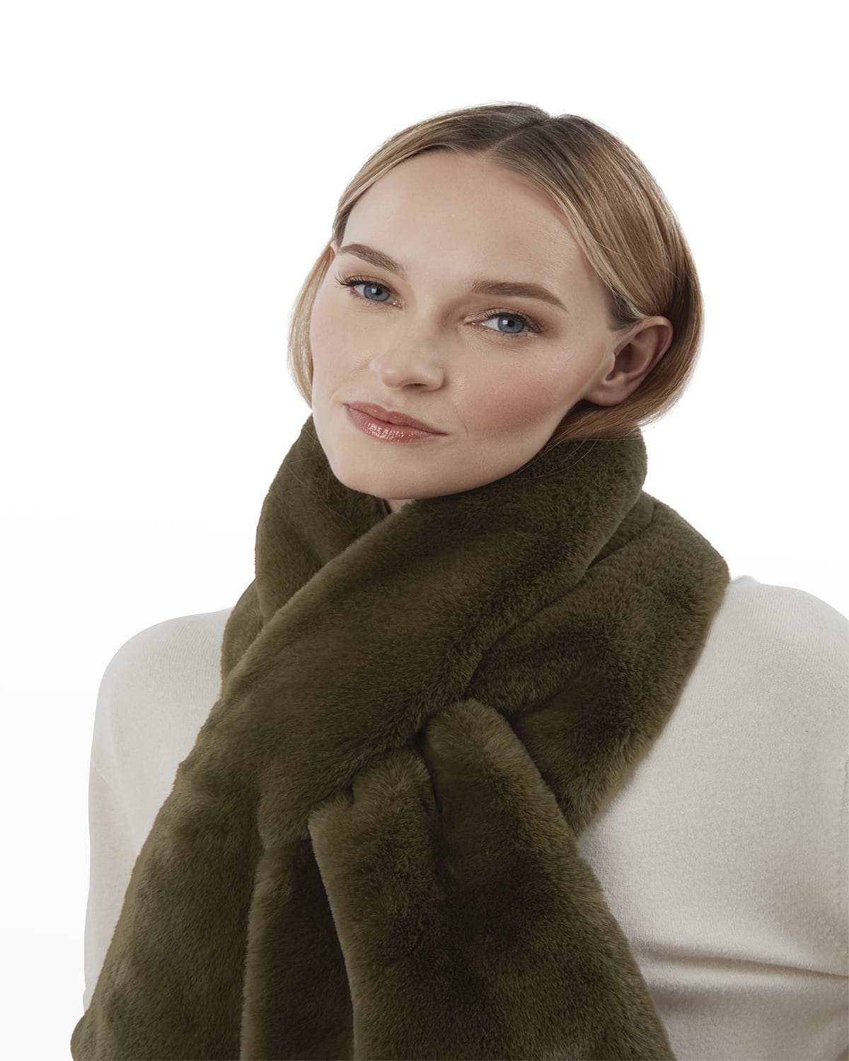 Jocelyn Ruffle FauxFur PullThrough Scarf Neiman Marcus