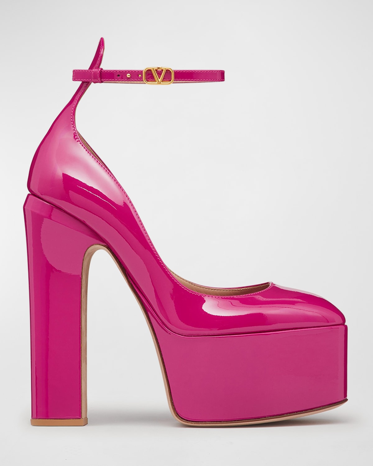 Valentino Garavani Tango Patent Ankle-Strap Platform Pumps | Neiman Marcus