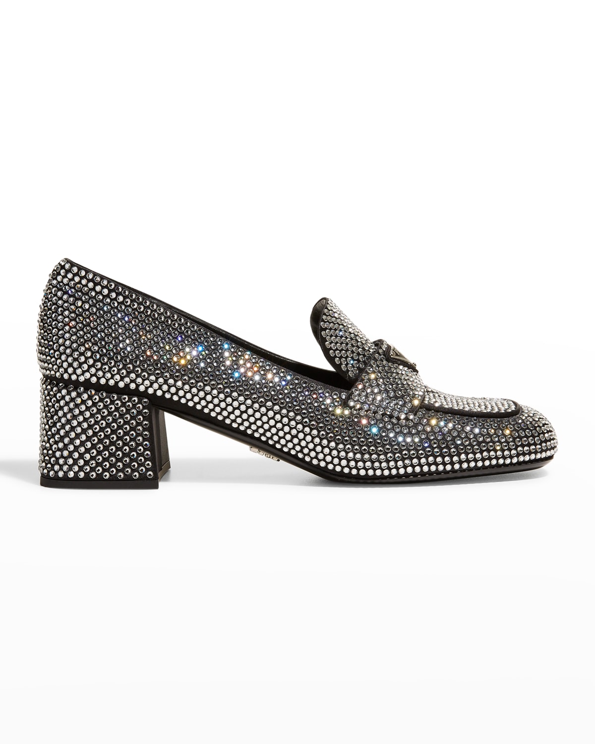 Prada Crystal Logo Flat Loafers | Neiman Marcus