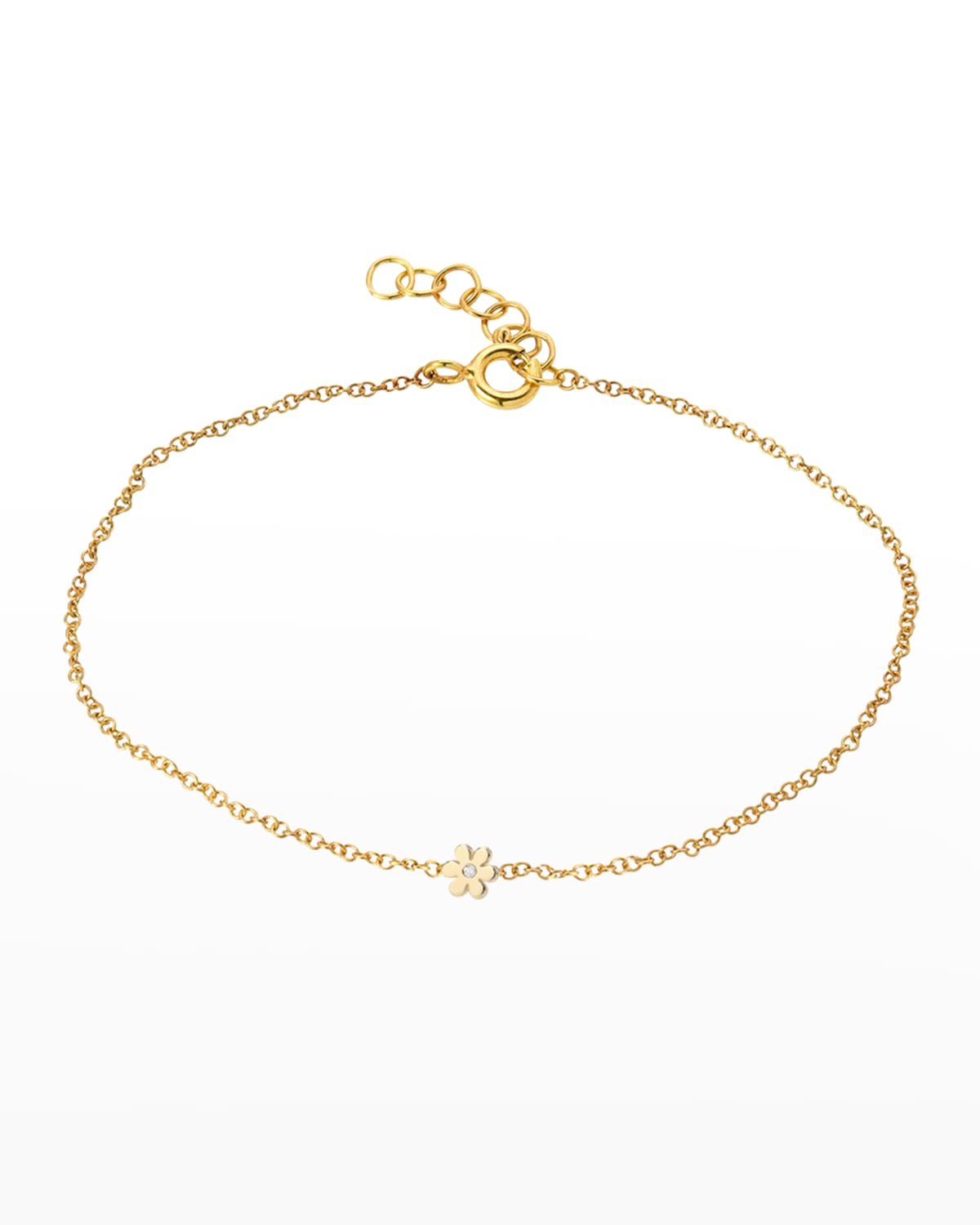 Zoe Lev Jewelry 14k Gold Tiny Heart Bracelet with Diamond | Neiman Marcus