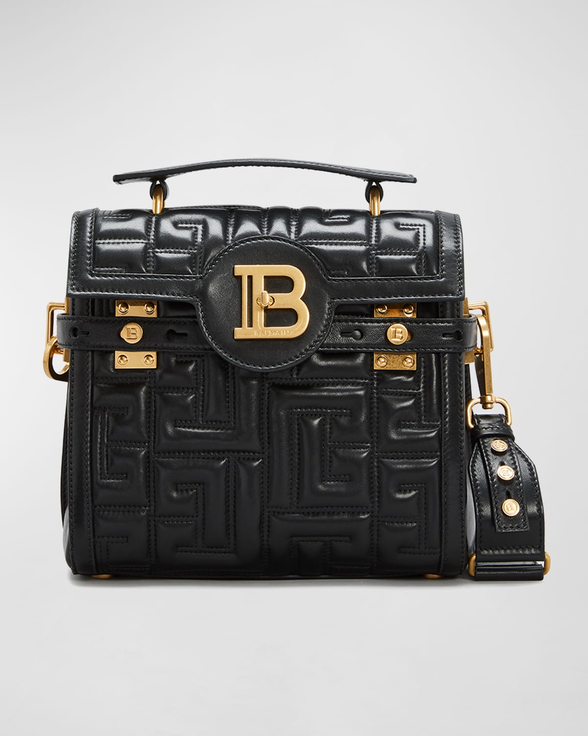 Balmain BBuzz 23 Monogram Jacquard Satchel Bag | Neiman Marcus
