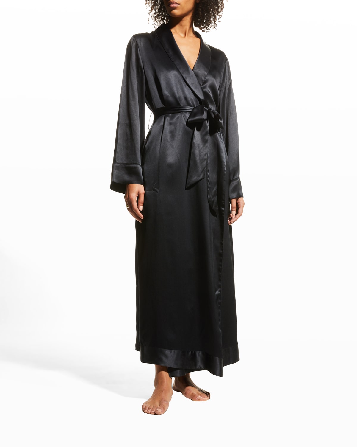 long black silk dressing gown