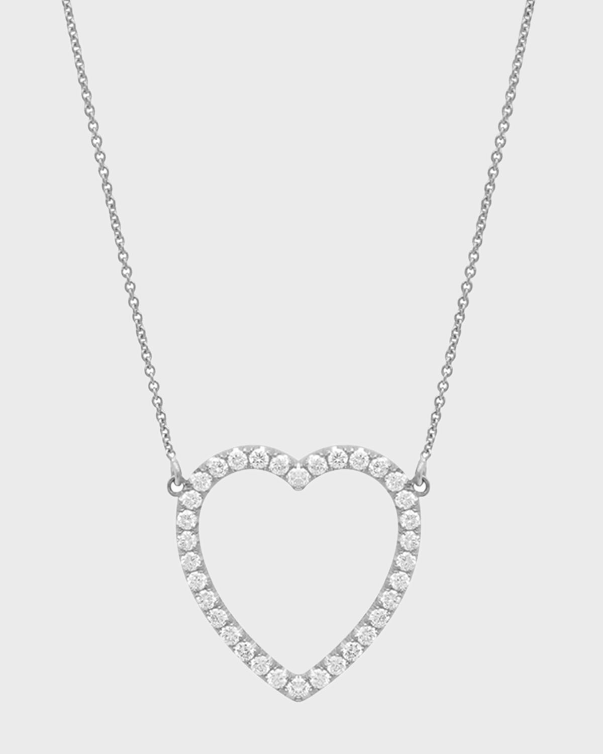 Jennifer Meyer Yellow Gold Turquoise & Diamond Open Heart Necklace