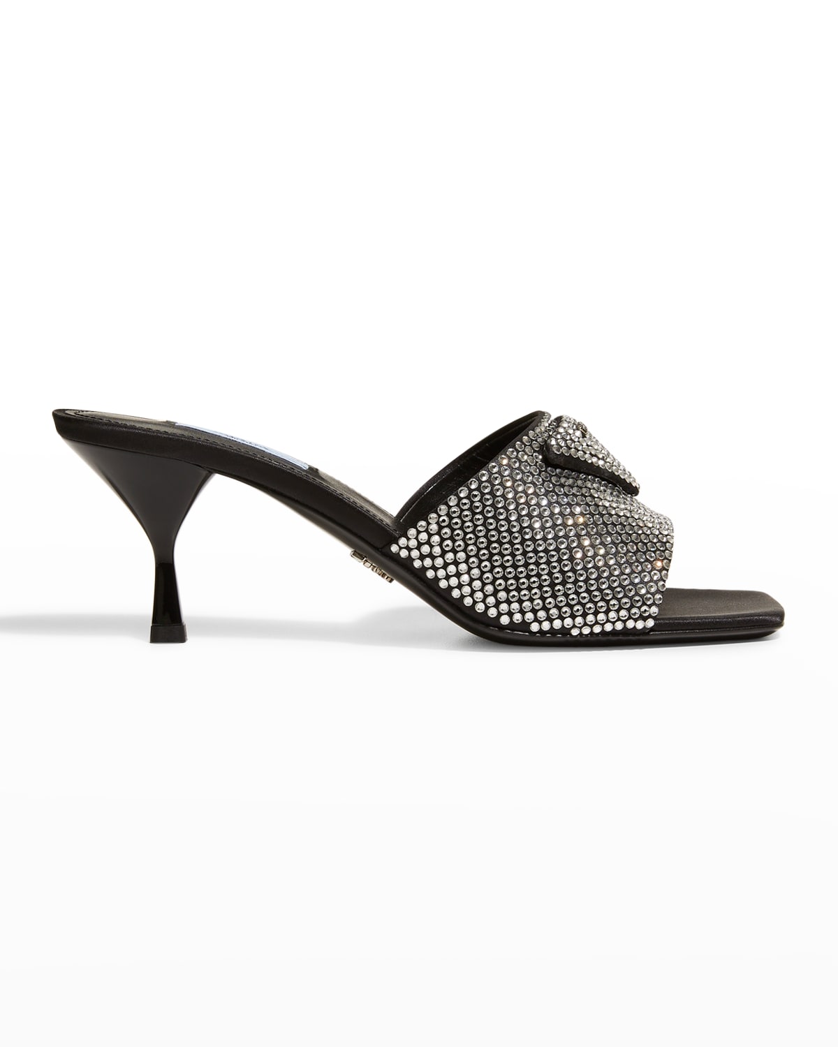 Prada Logo Triangle Kitten-Heel Sandals | Neiman Marcus