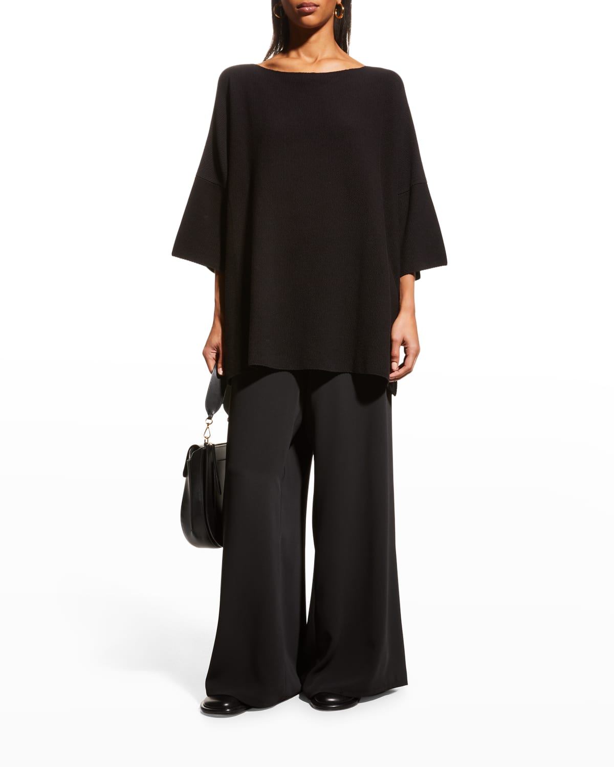 Boatneck 3/4 sleeve single layer tunic