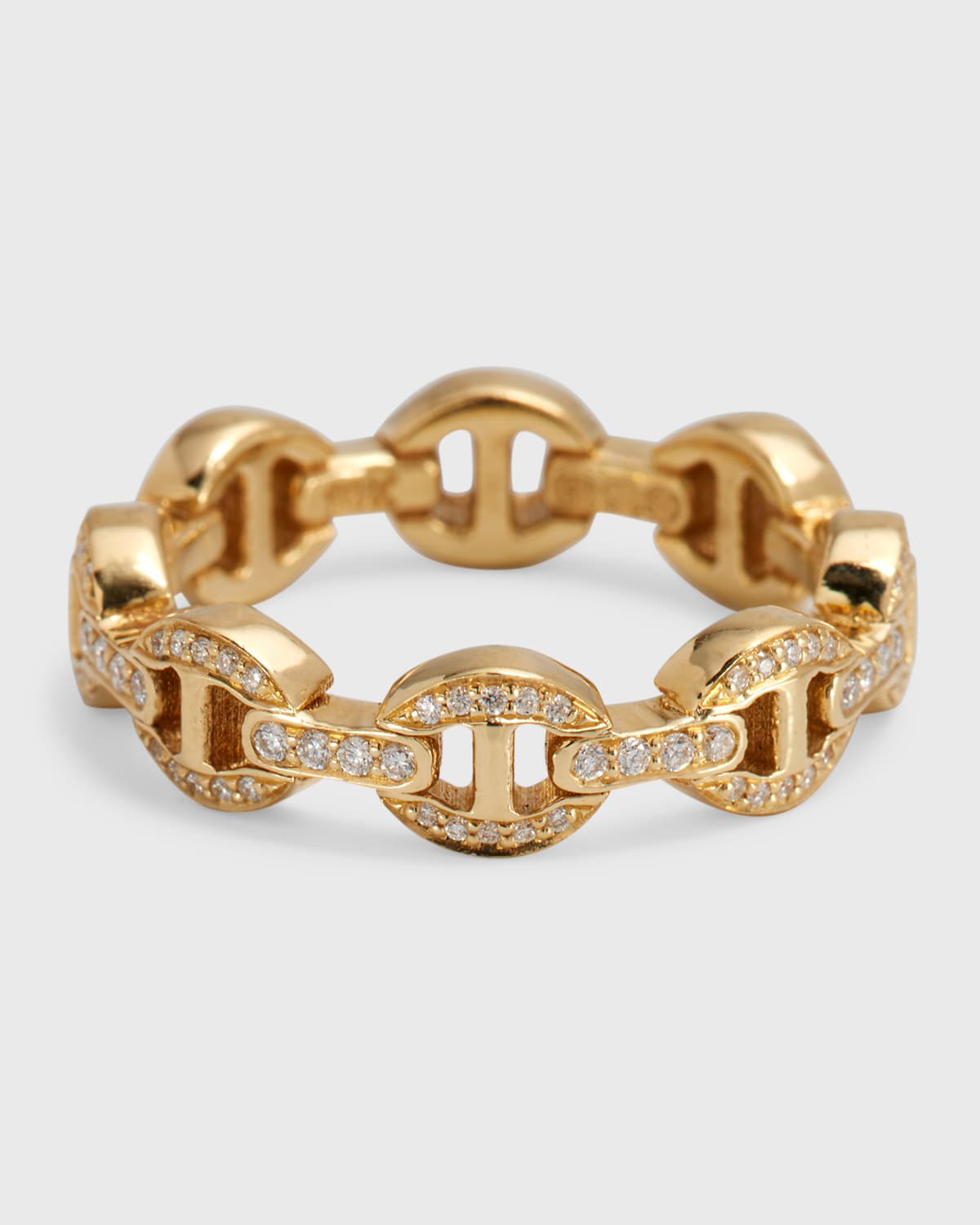 Hoorsenbuhs Yellow Gold Dame Tri-Link Ring with Diamond Bridges