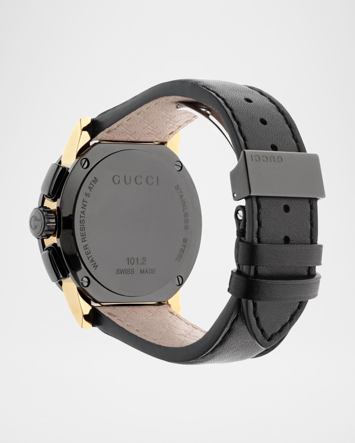 GUCCI 남성 44mm G 크로노 가죽 시계