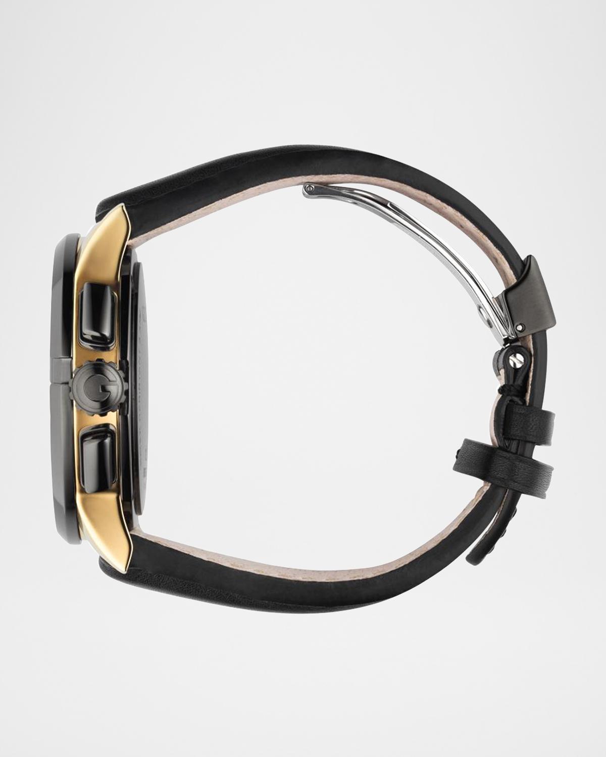 GUCCI 남성 44mm G 크로노 가죽 시계