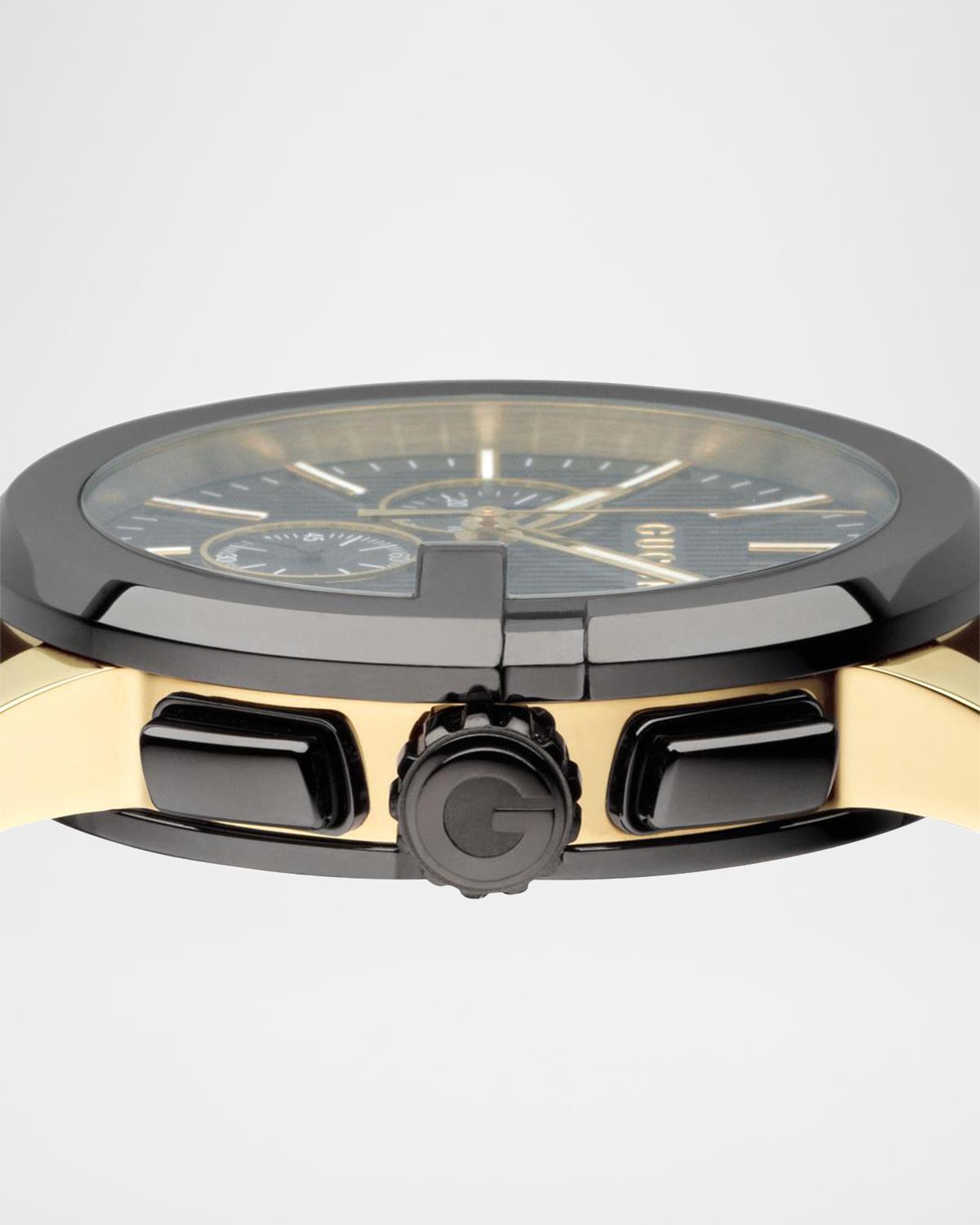 GUCCI 남성 44mm G 크로노 가죽 시계