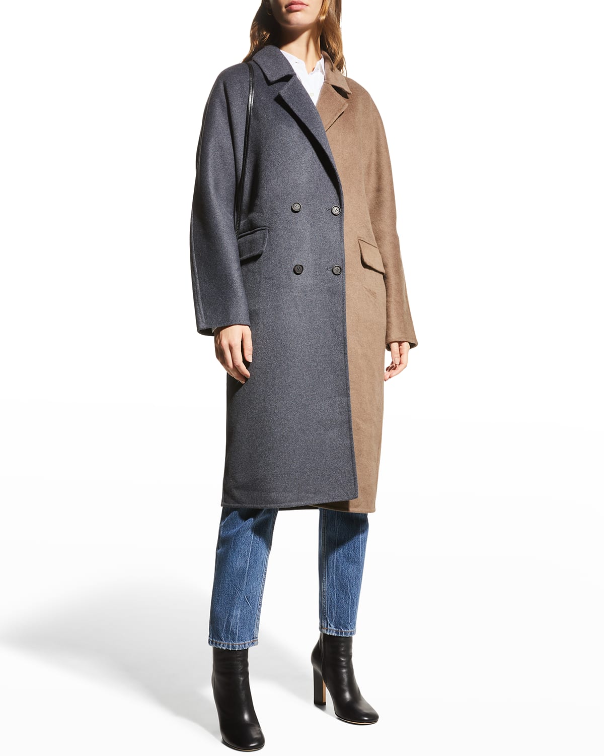 colorblock wool coat