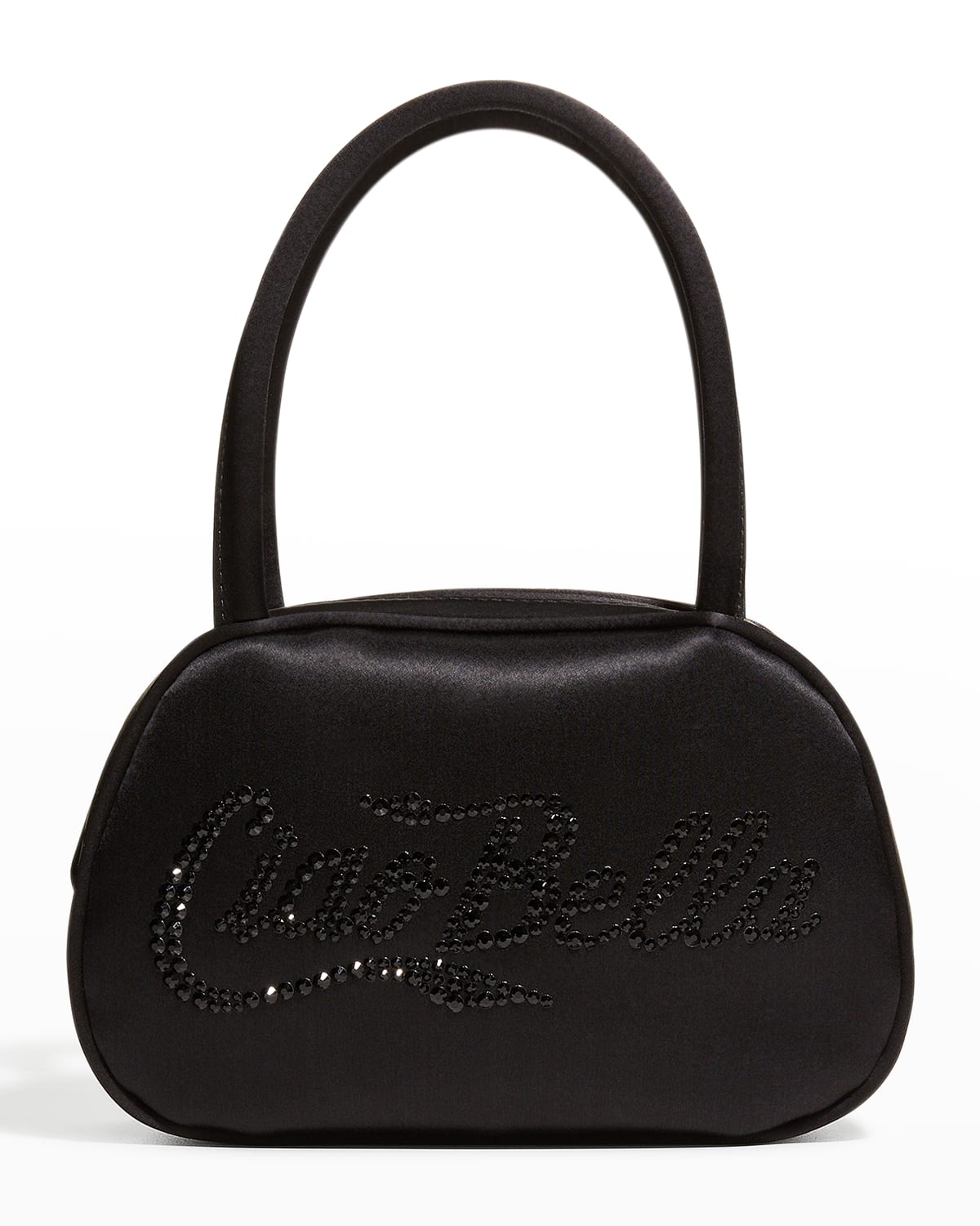 Amina Muaddi Ciao Bella Embellished Satin Top-Handle Bag | Neiman Marcus
