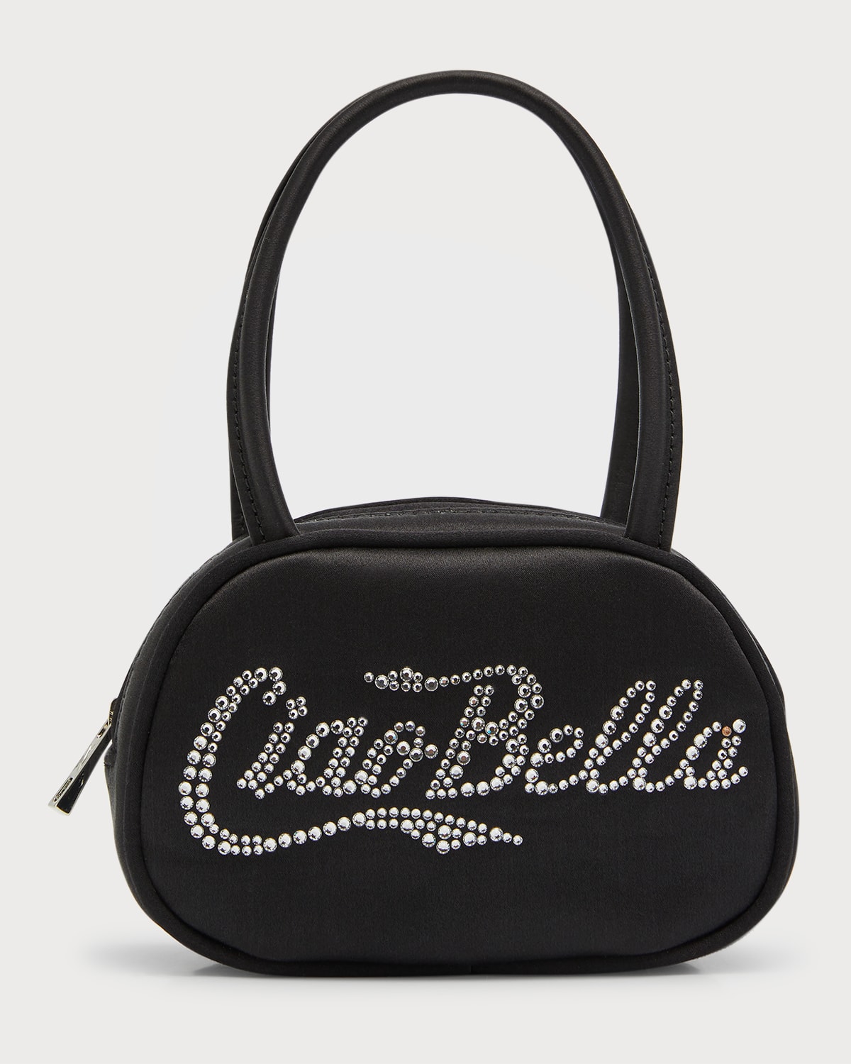 Amina Muaddi Ciao Bella Embellished Satin Top-Handle Bag | Neiman Marcus