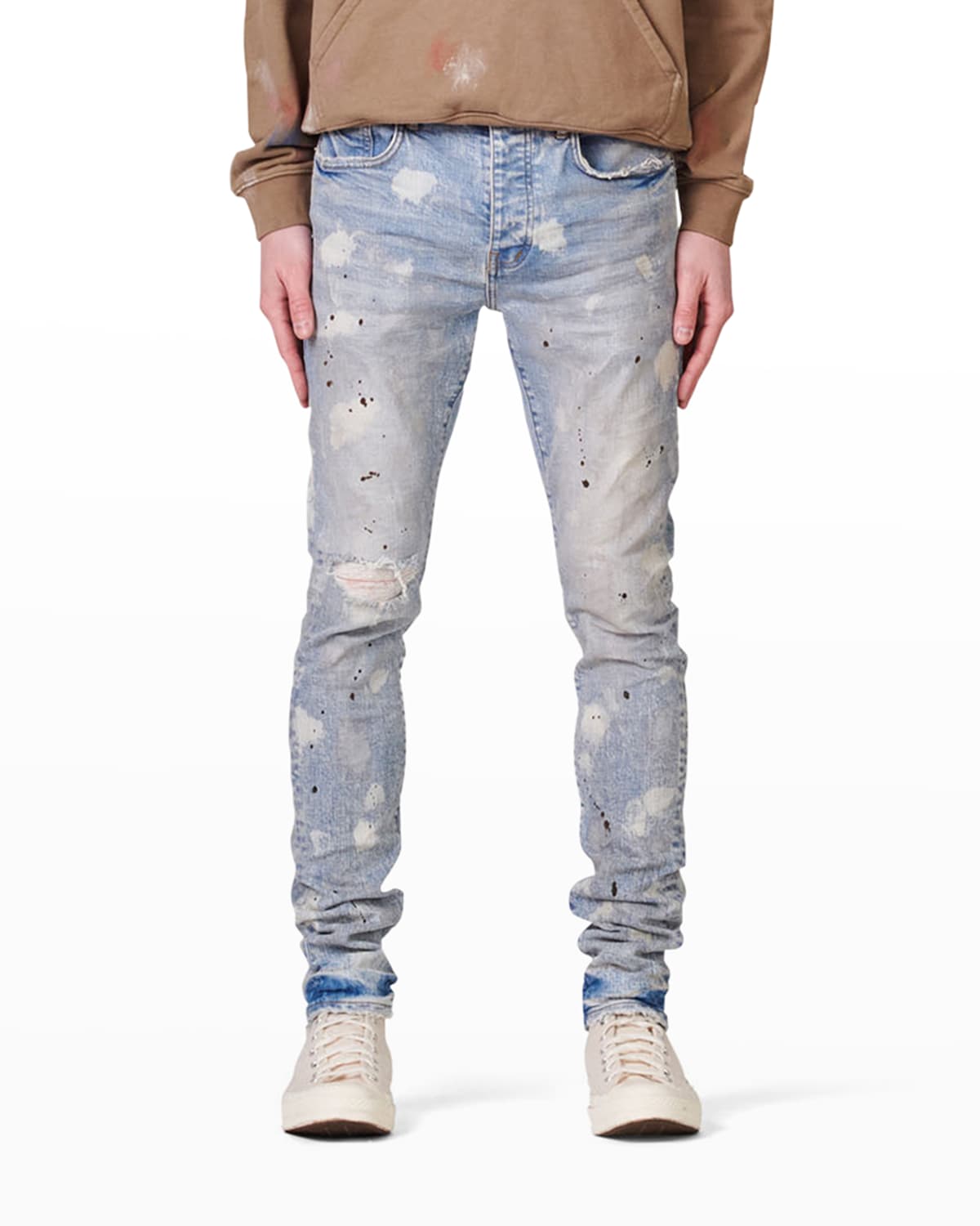PURPLE Men's Paint Blowout Skinny Jeans | Neiman Marcus