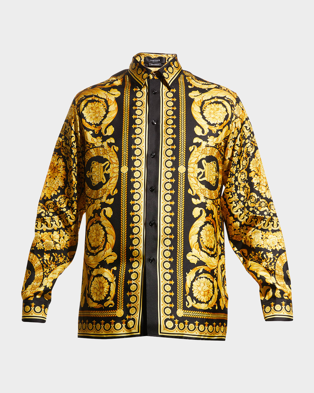 Versace Men's Barocco Silk Camp Shirt Neiman Marcus