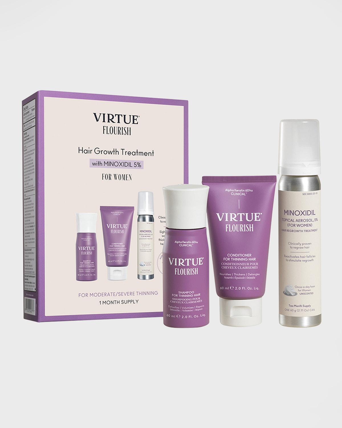 Virtue Flourish Hair Growth Treatment Kit 3month Full Size Neiman Marcus