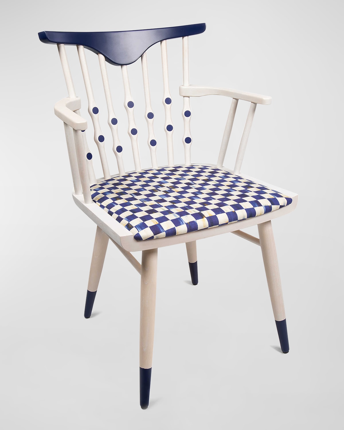 MacKenzieChilds Musical Chairs Royal Check Side Chair Neiman Marcus
