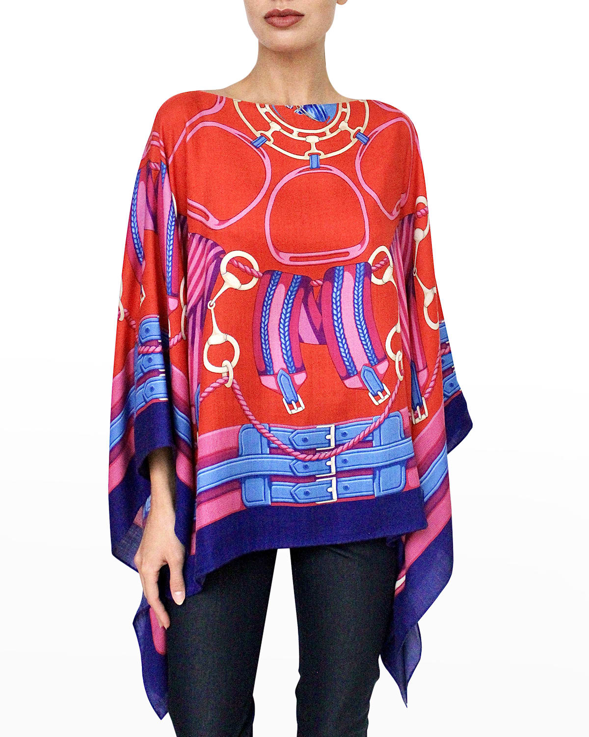 Stirrups Printed Cashmere Poncho
