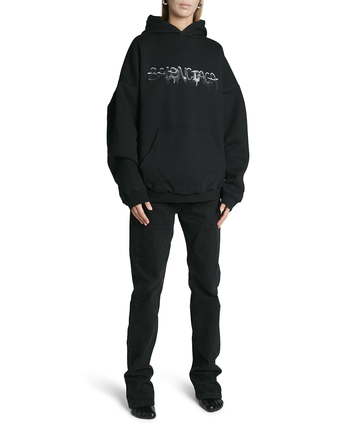 Balenciaga Slime Logo Print Wide-Fit Hoodie | Neiman Marcus