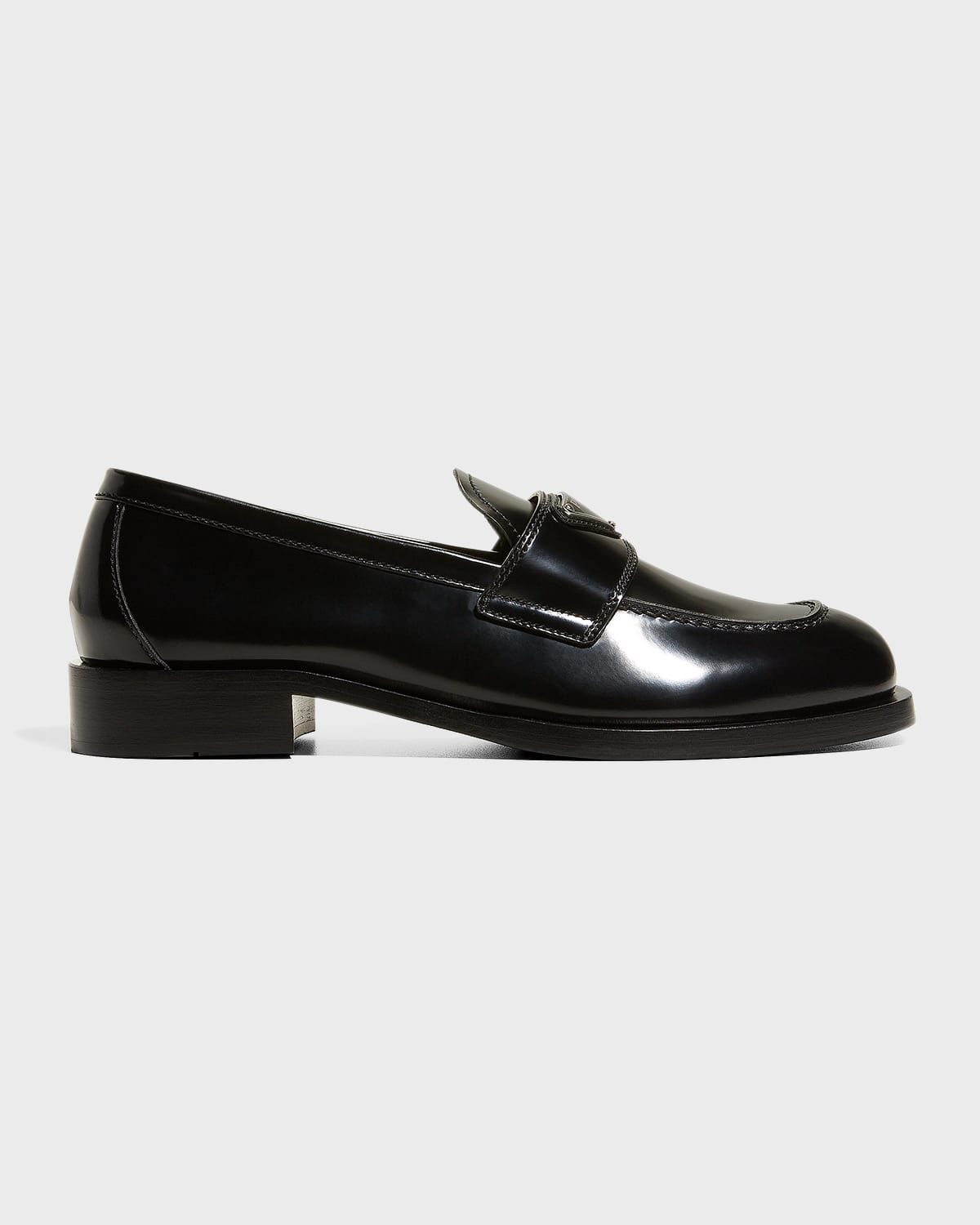 Prada Patent Logo Flat Dress Loafers | Neiman Marcus