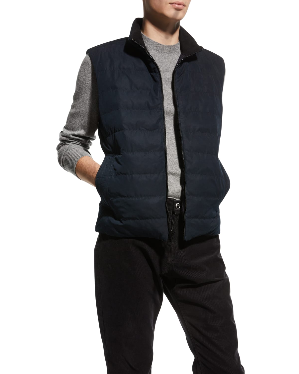 Vince Men's Modern Quilted Zip-Front Vest | Neiman Marcus