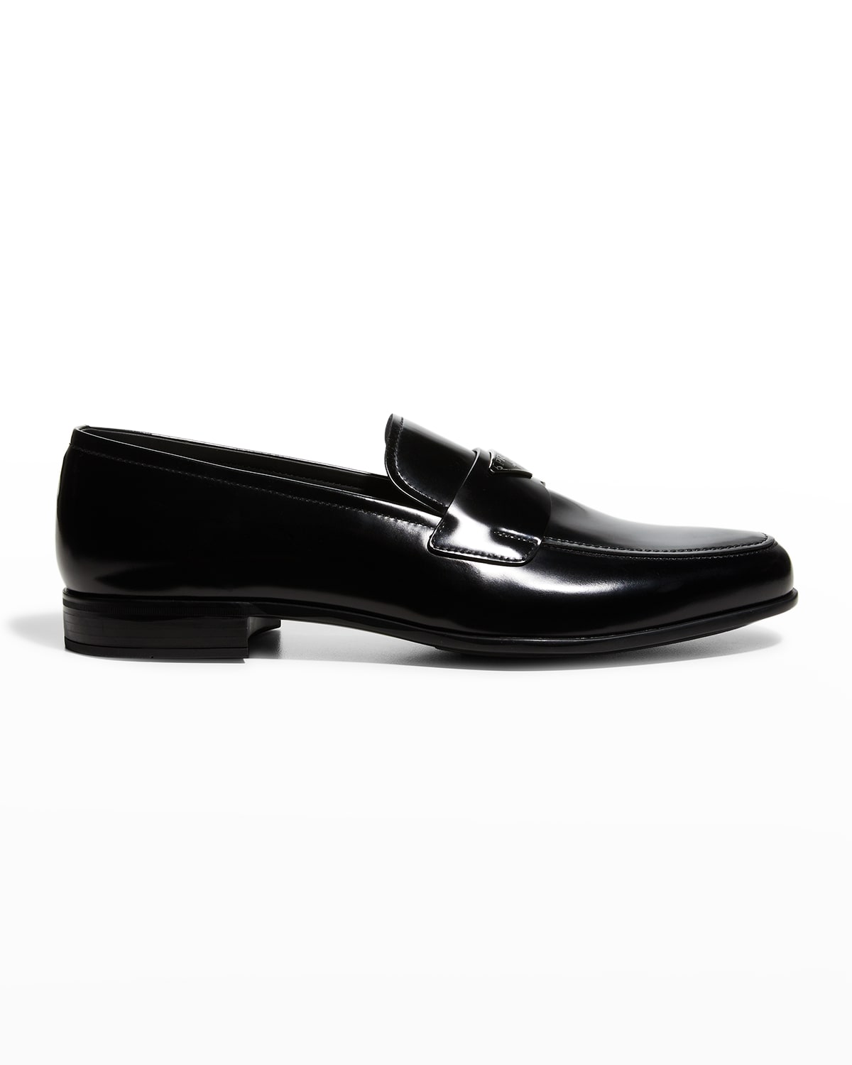 Prada Men's Spazzolato Triangle Logo Penny Loafers | Neiman Marcus