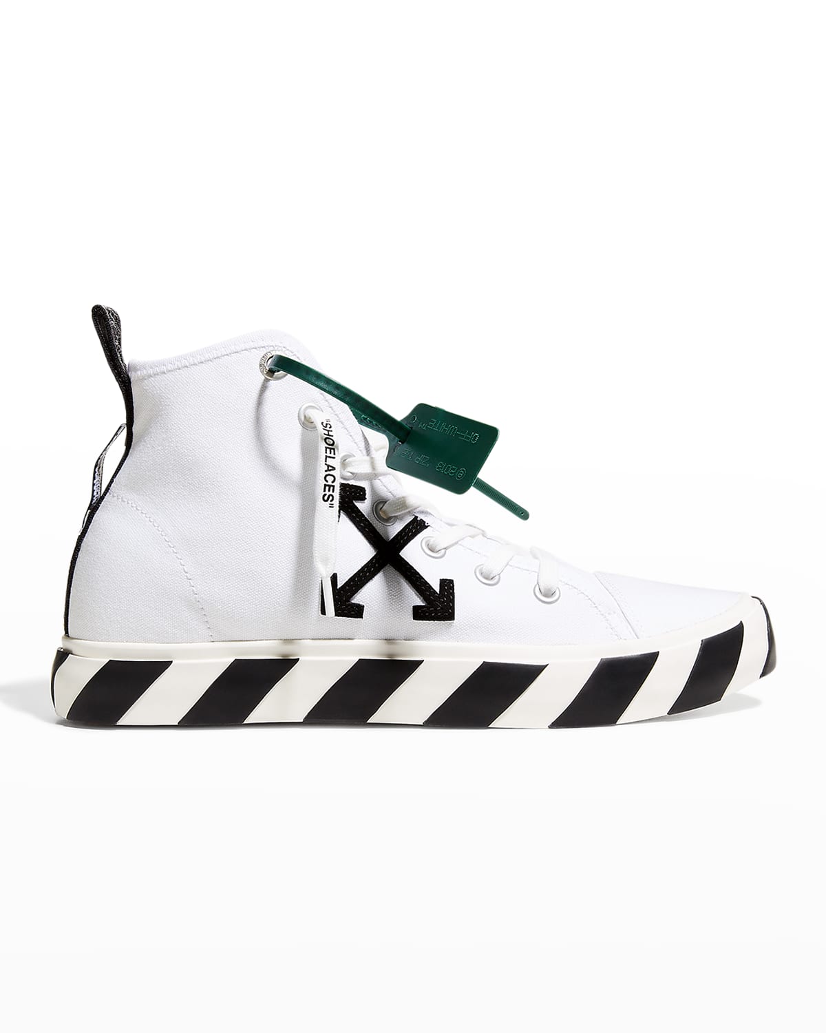 OffWhite Men's Arrow Striped Canvas MidTop Sneakers Neiman Marcus