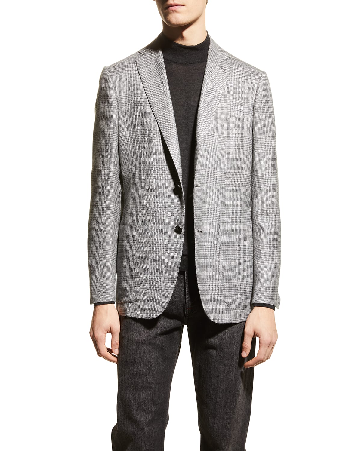 Kiton Men's Plaid Cashmere-Blend Sport Jacket | Neiman Marcus