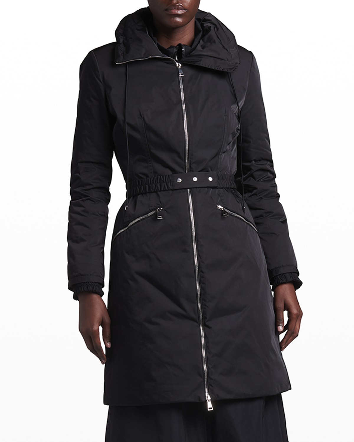 Moncler Hermanville Long Parka Coat with Quilted Interior Neiman Marcus