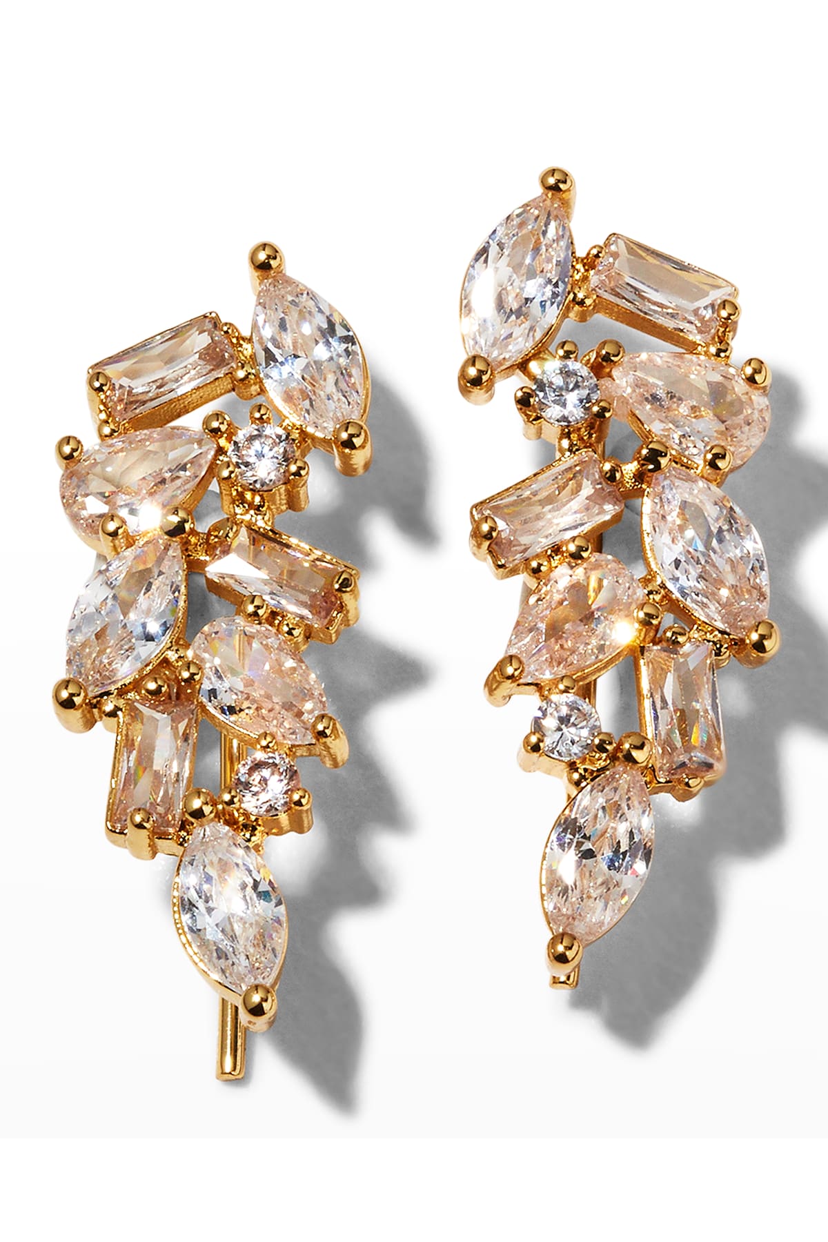 BaubleBar Cubic Zirconia Crystal Leaf Earrings