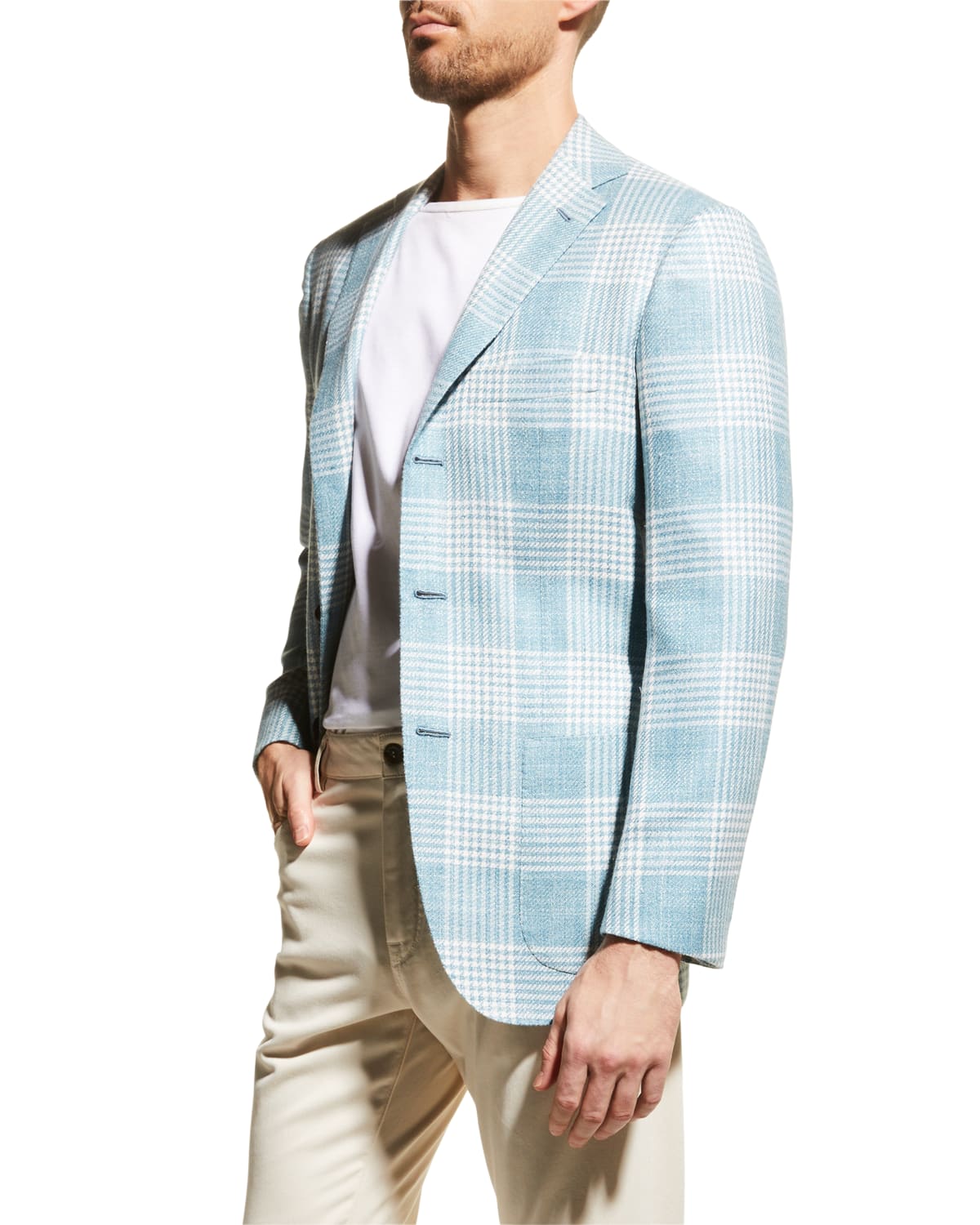 Kiton Men's Textured CashmereSilk Blazer Neiman Marcus