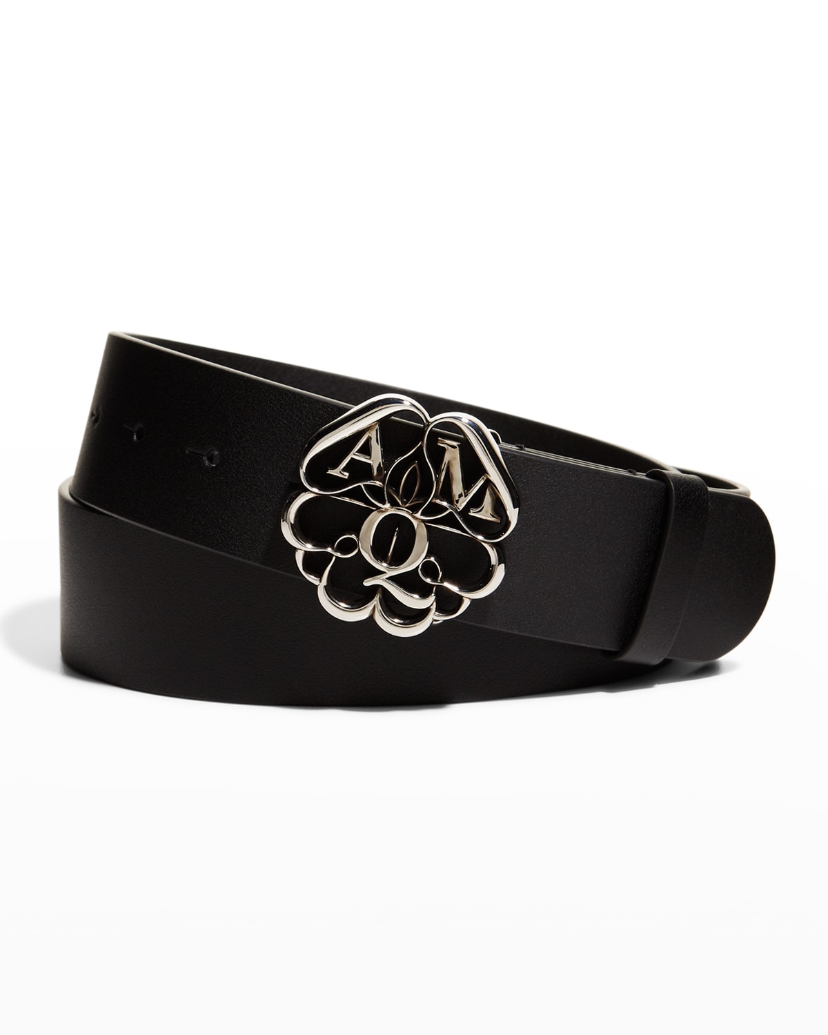 Moschino Men's Leather Logo-Buckle Belt | Neiman Marcus