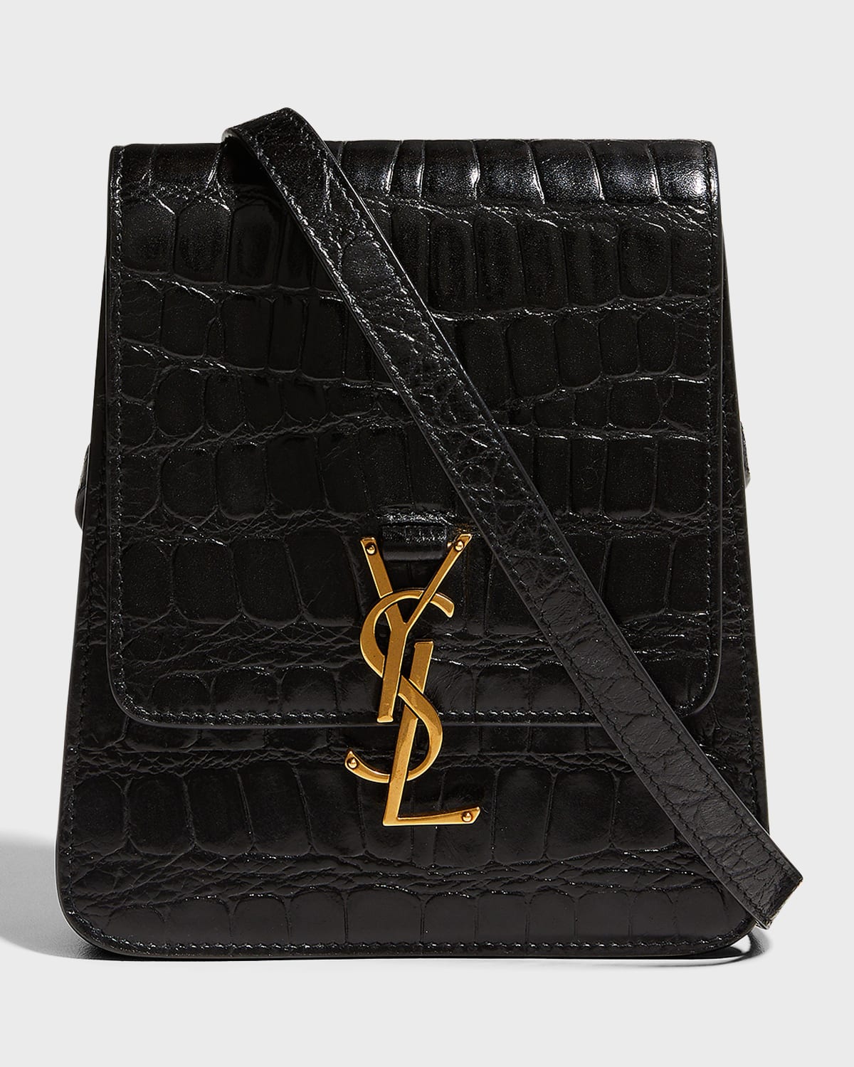 Saint Laurent Kaia Medium YSL CrocEmbossed Satchel Bag Neiman Marcus