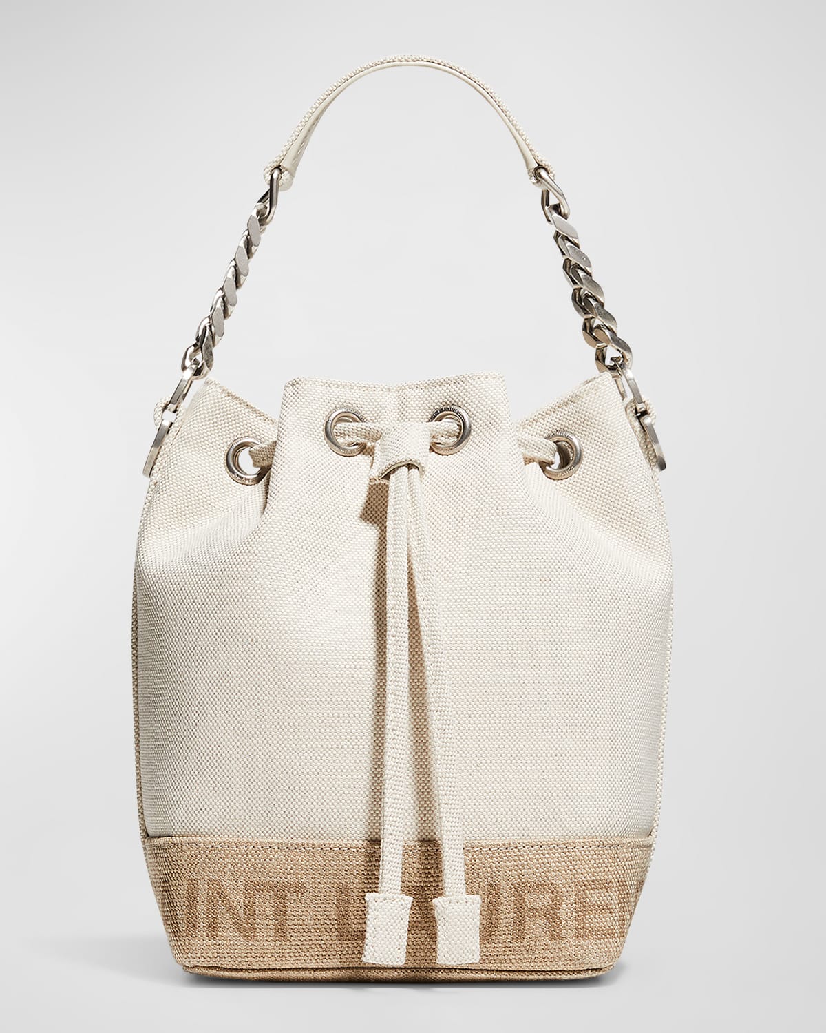 Saint Laurent Rive Gauche Striped Canvas Bucket Bag | Neiman Marcus