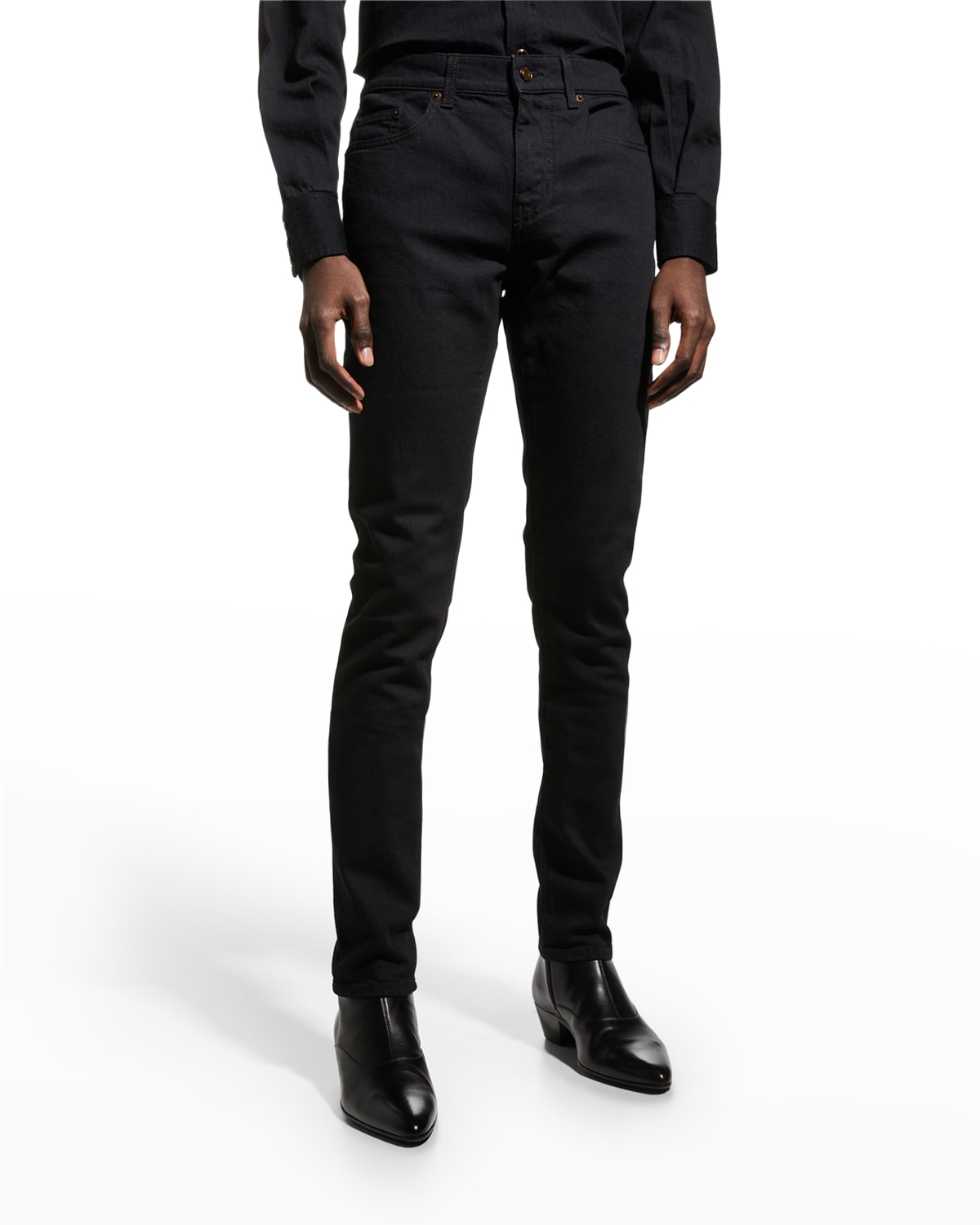 Saint Laurent Men's Coated Skinny Jeans | Neiman Marcus