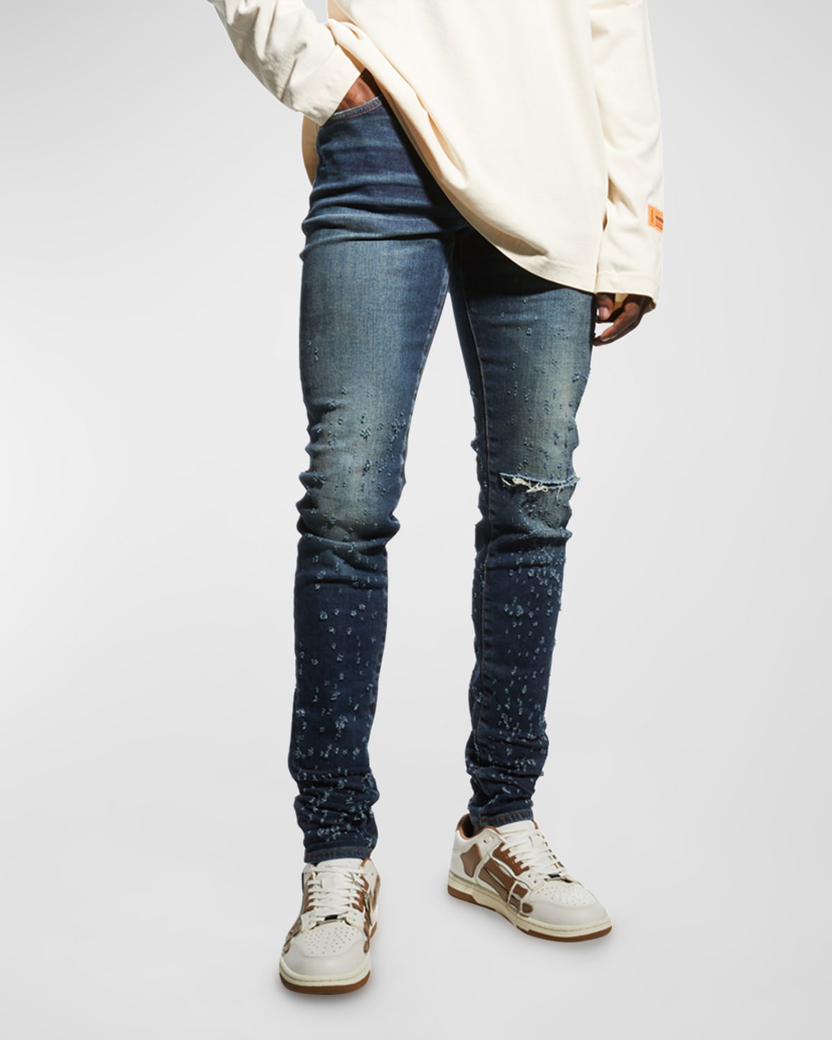 Amiri Men's Shotgun Distressed Skinny Jeans Neiman Marcus