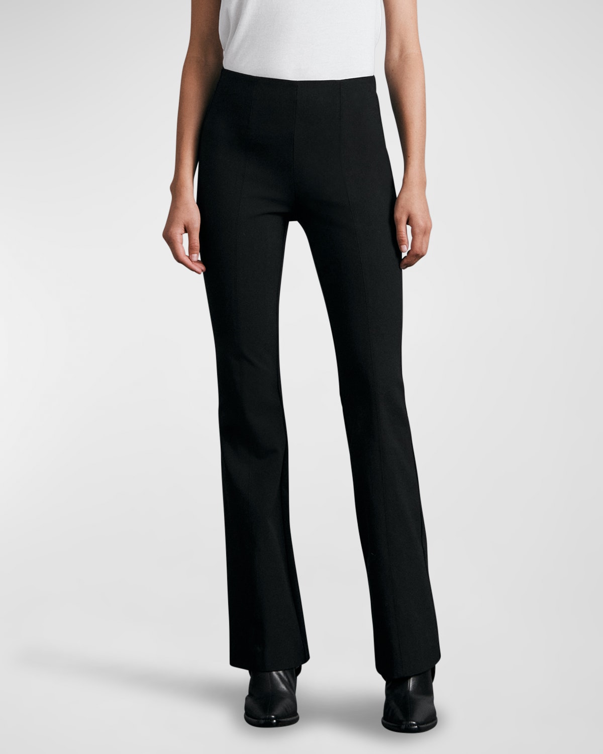 Tory Burch Cropped Pintuck Flare Pants | Neiman Marcus