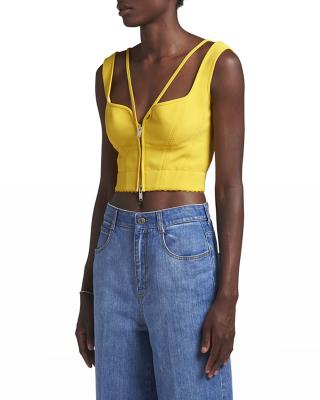 Stella McCartney Bustier Zip-Up Top | Neiman Marcus