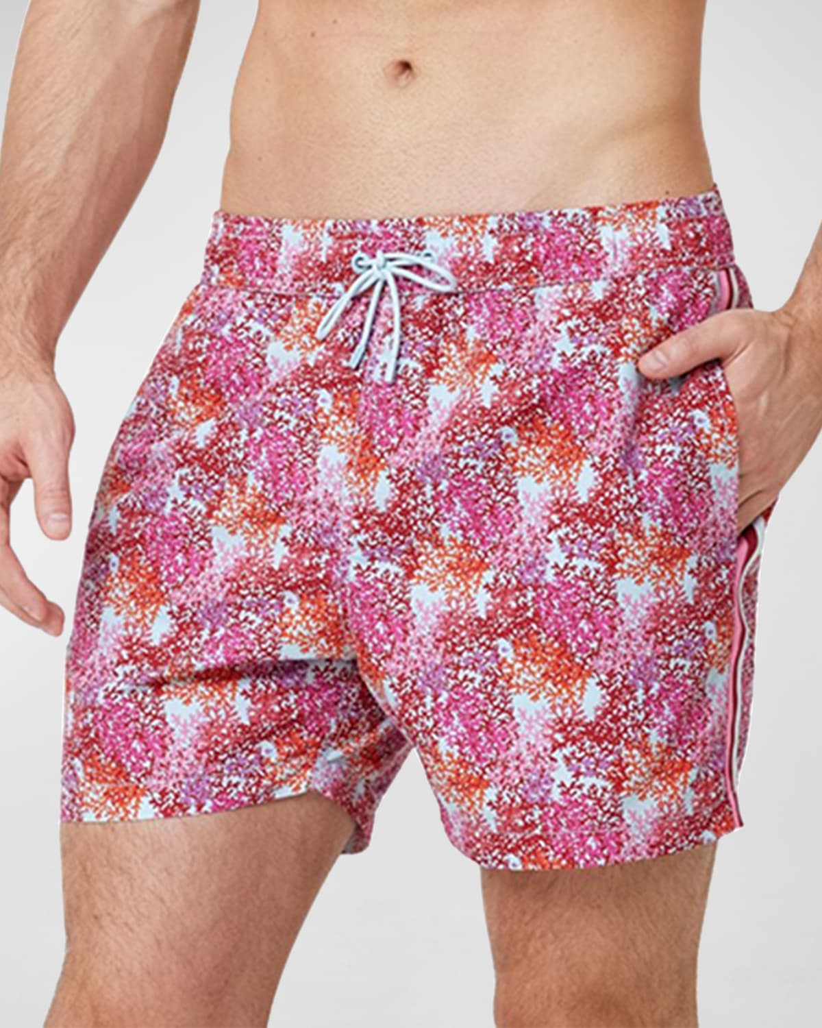 SIAMO VERANO Men's Garden-Print Nylon Shorts | Neiman Marcus