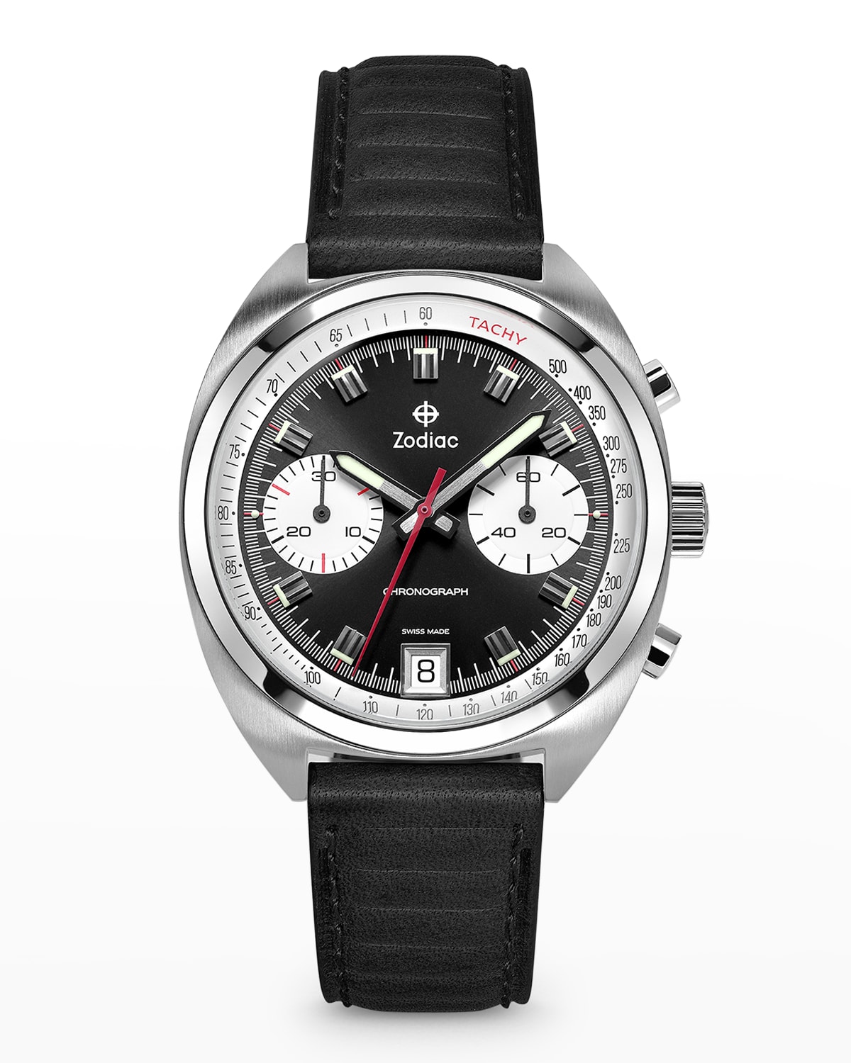 ZODIAC Men's Olympos Automatic Black Leather Watch Neiman Marcus