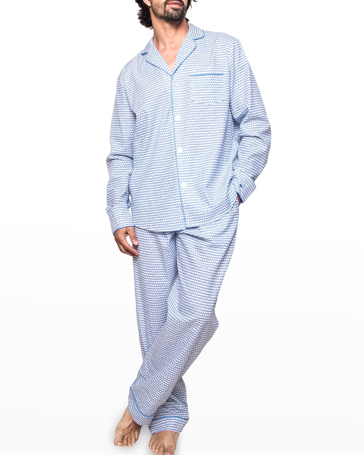 Petite Plume Men's Piped Cotton Pajama Set | Neiman Marcus