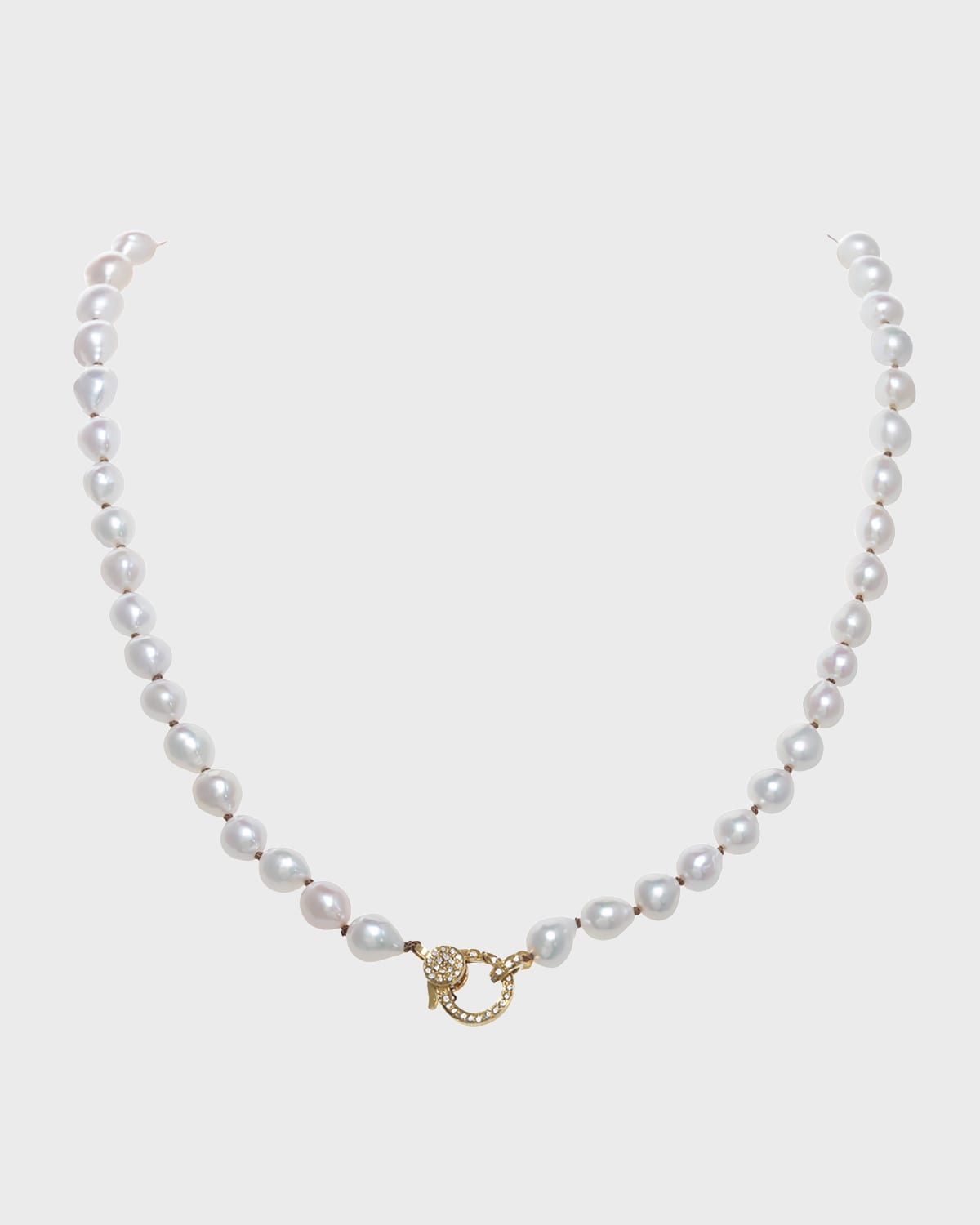 Margo Morrison Small White Baroque Pearl Necklace with Diamond Clasp ...